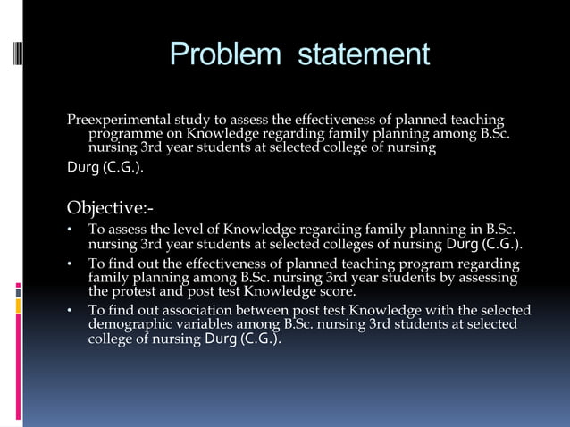 research problem statement in obg nursing