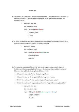 Obgyn med maths problems and solutions using dimensional analysis (2) | PDF
