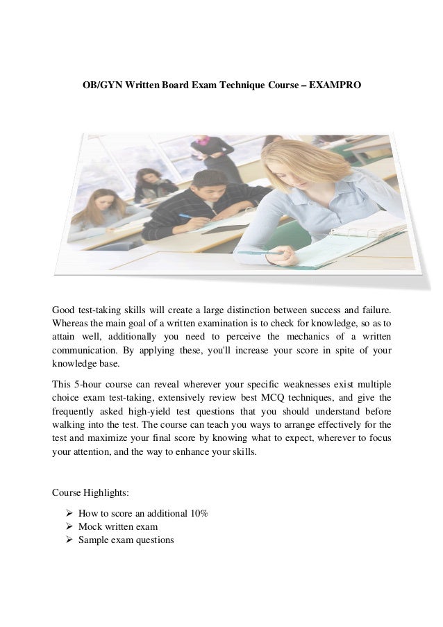 Obgyn written board exam technique course exampro