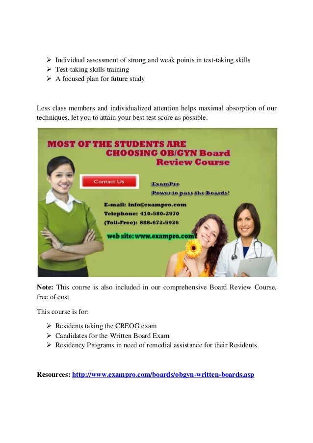 Obgyn written board exam technique course exampro