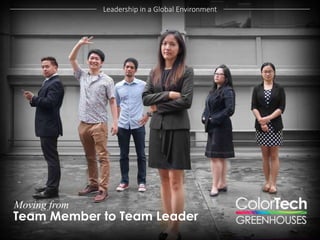 Leadership in a Global Environment
Team Member to Team Leader
Moving from
 