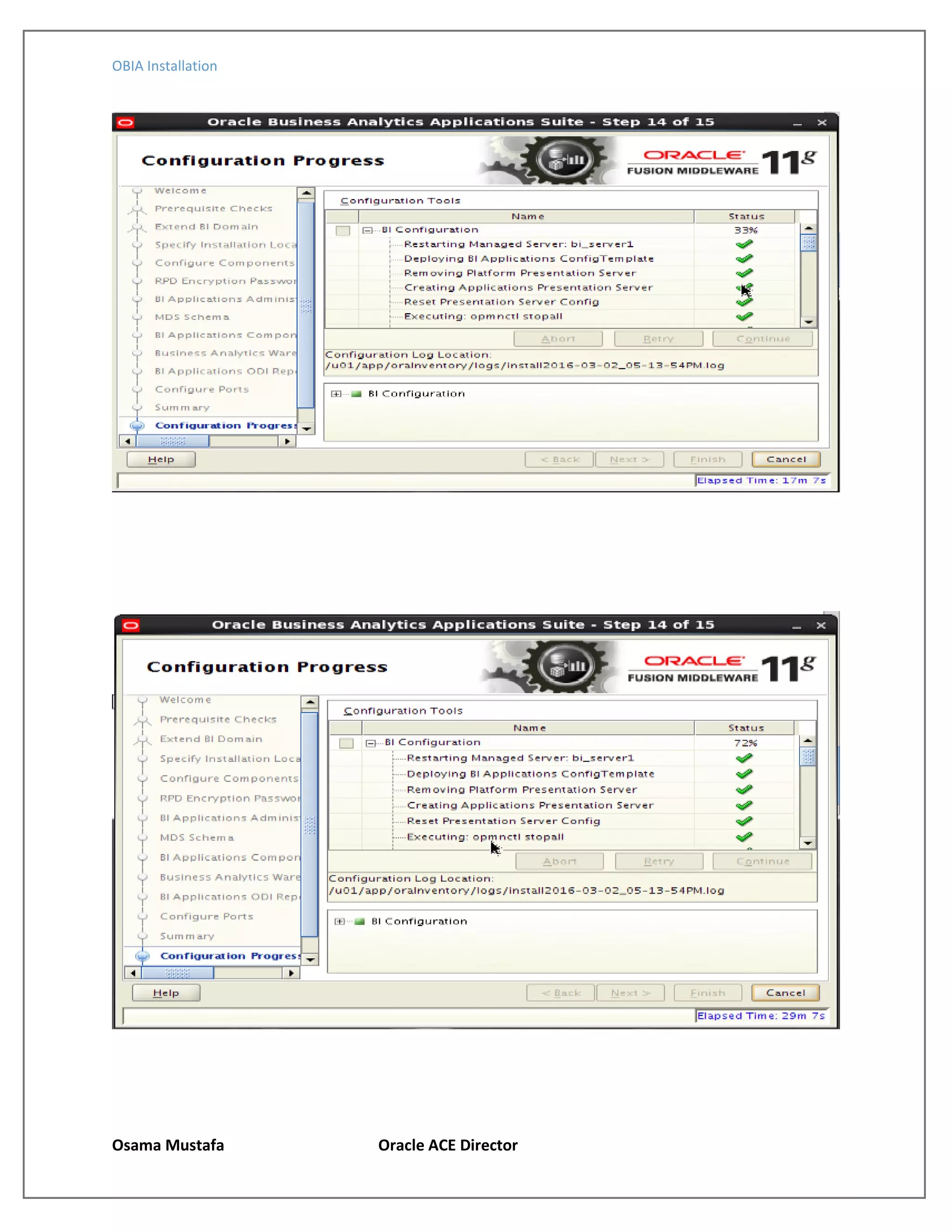 OBIA Installation
Osama Mustafa Oracle ACE Director
 
