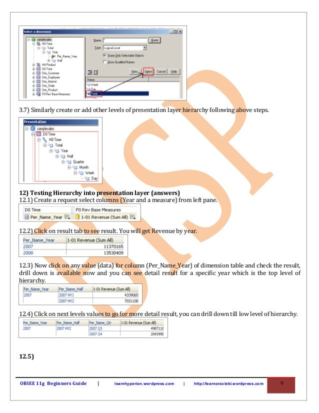 Obiee11g building logical dimension hierarchy