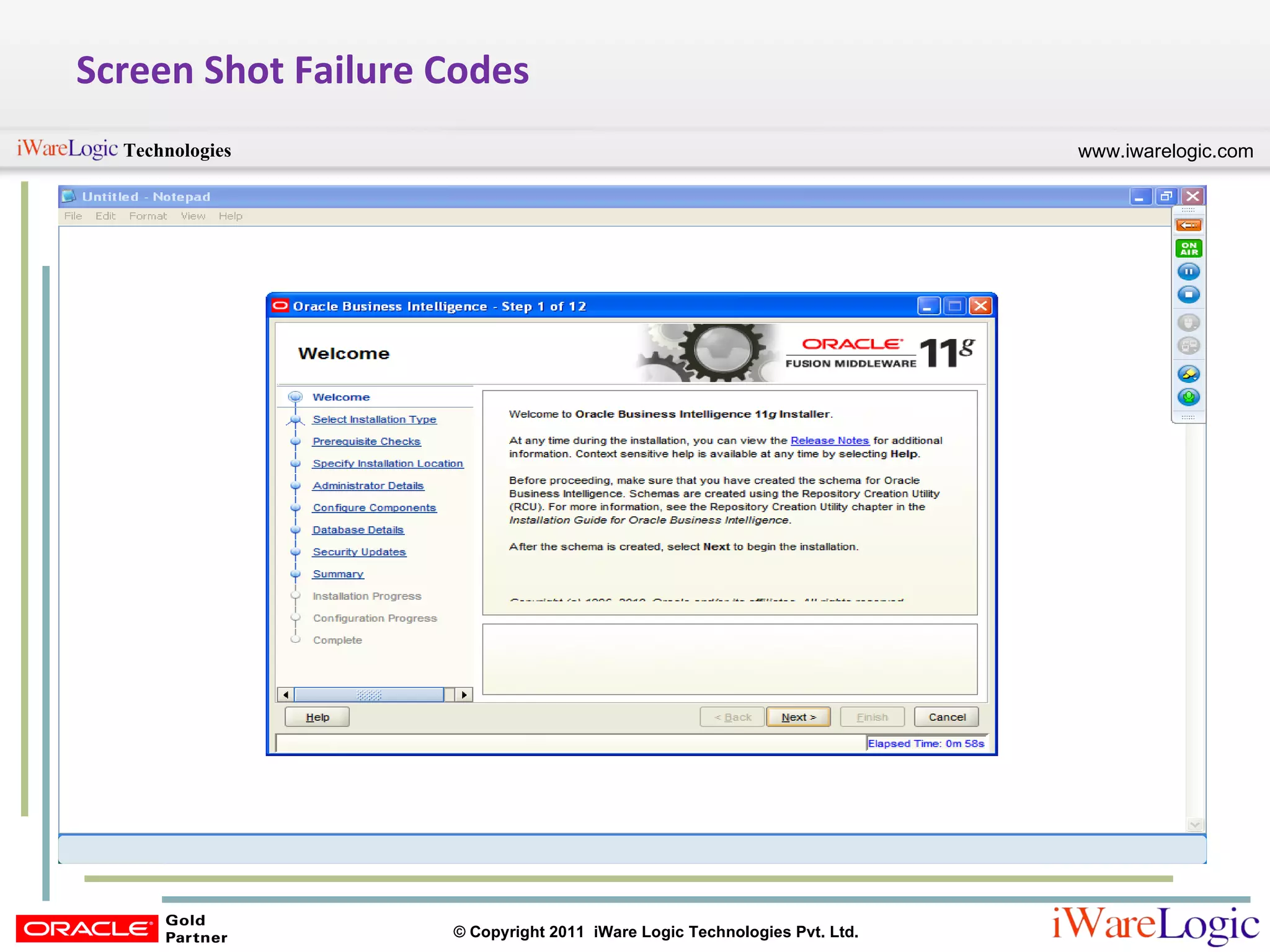 Screen Shot Failure Codes 
