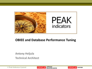 © Peak Indicators Limited
OBIEE and Database Performance Tuning
Antony Heljula
Technical Architect
 