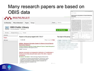 Many research papers are based on
OBIS data
 