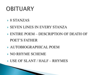 OBITUARY’ - POEM Stanza-wise description.pptx