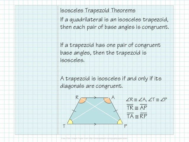 Trapezoid isosceles congruent obj trapezoids kites theorems Obj. 28 Kites and Trapezoids