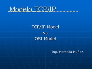 Modelo TCP/IP
TCP/IP Model
vs
OSI Model
Ing. Marbella Muñoz
 