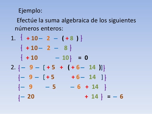 Obj 6 resta de numeros enteros sumas algebraicas
