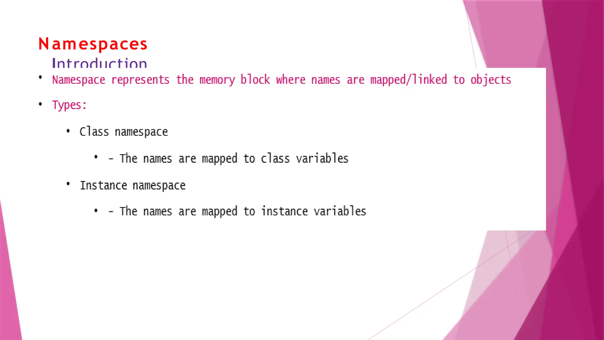 N amespaces
Introduction
 