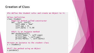 Creation of Class
 