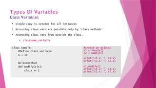 Types Of Variables
Class Variables
 