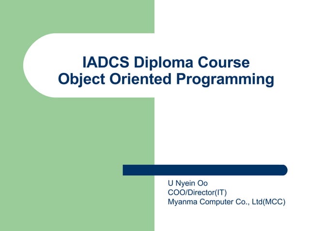 Object Oriented Programming with Java | PPT