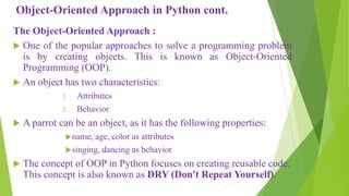 Object oriented approach in python programming | PPT