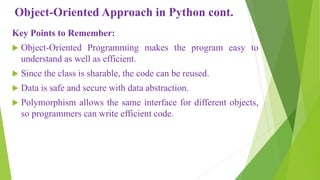 Object oriented approach in python programming | PPT