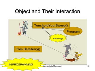 Object and Their Interaction Program Tom.holdYourSweep() Tom.BeatJerry() IN PROGRAMMING message 