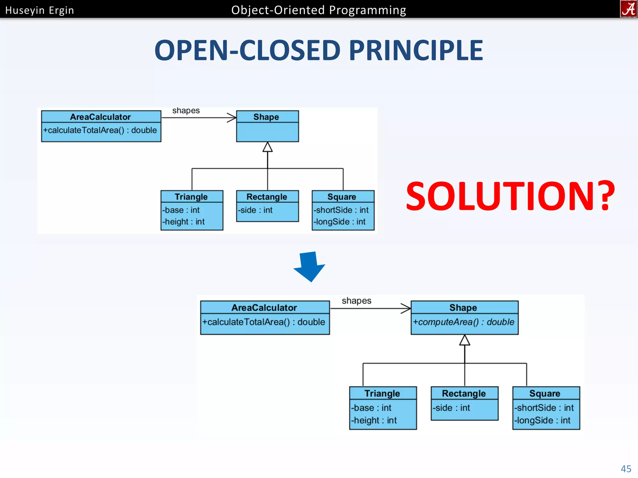 OPEN-CLOSED PRINCIPLE 45 SOLUTION? 