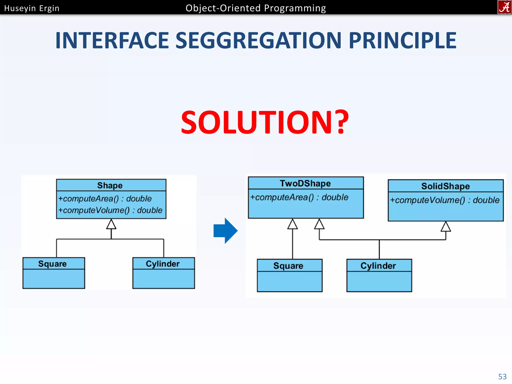 INTERFACE SEGGREGATION PRINCIPLE 53 SOLUTION? 