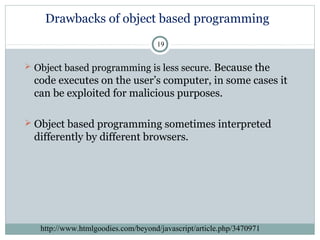 Object oriented vs. object based programming | PPT