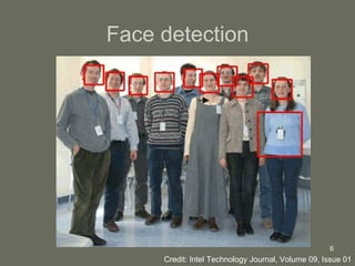 Face detection Credit: Intel Technology Journal, Volume 09, Issue 01  