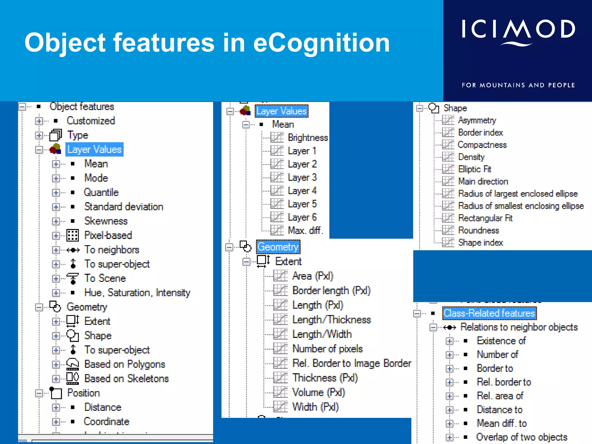 Object features in eCognition
 