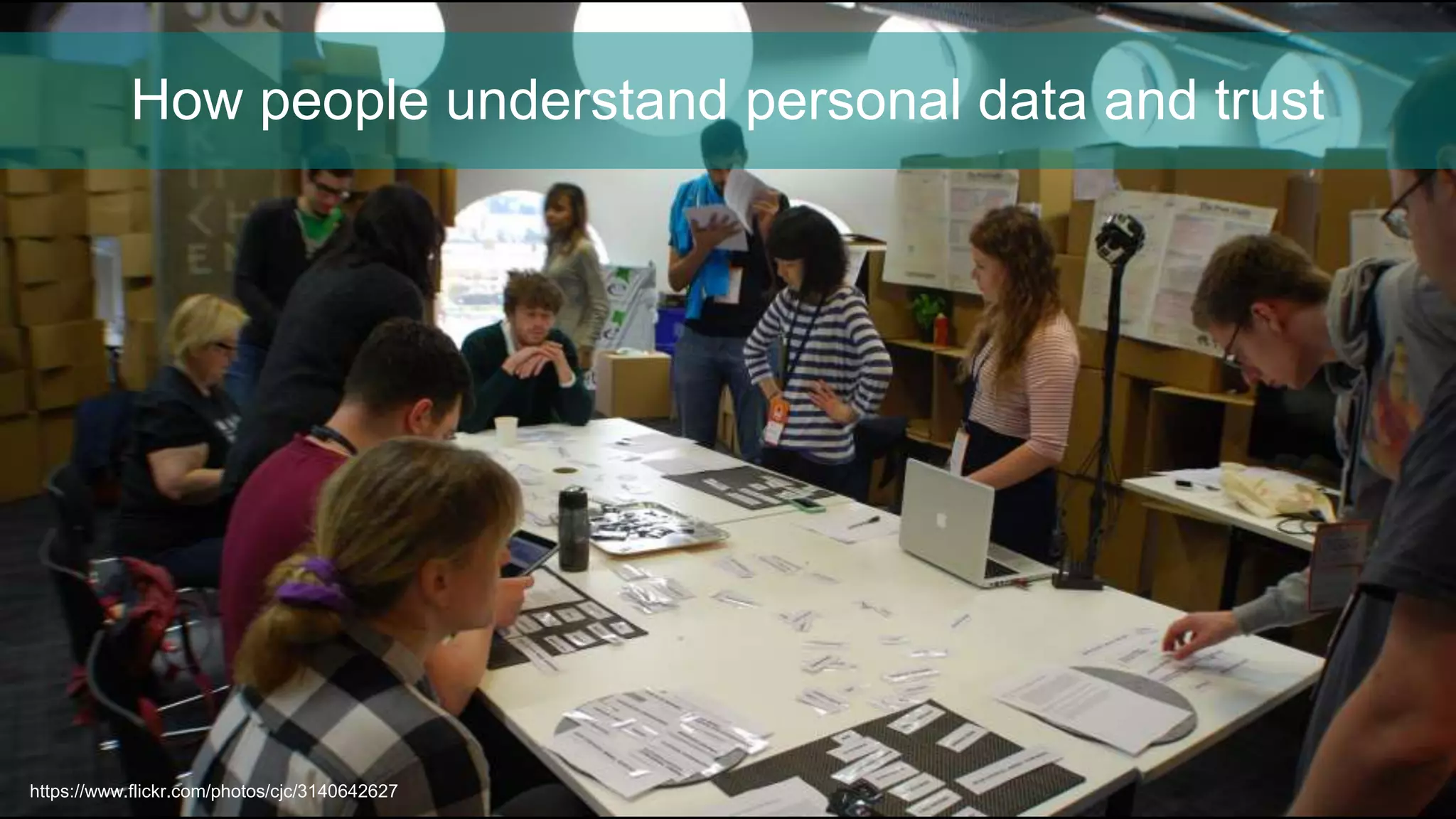 How people understand personal data and trust
https://www.flickr.com/photos/cjc/3140642627
 