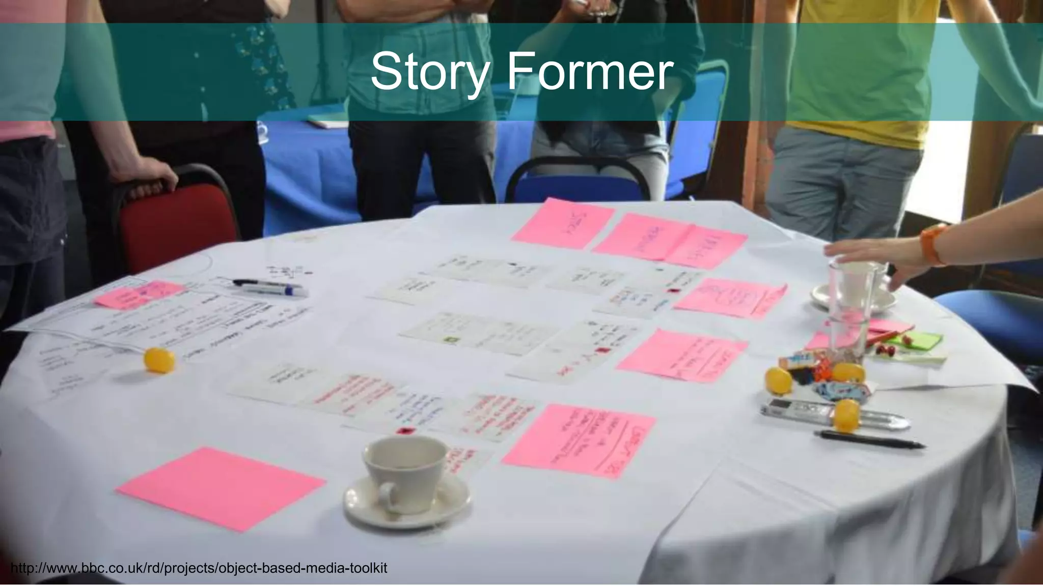 Story Former
http://www.bbc.co.uk/rd/projects/object-based-media-toolkit
 