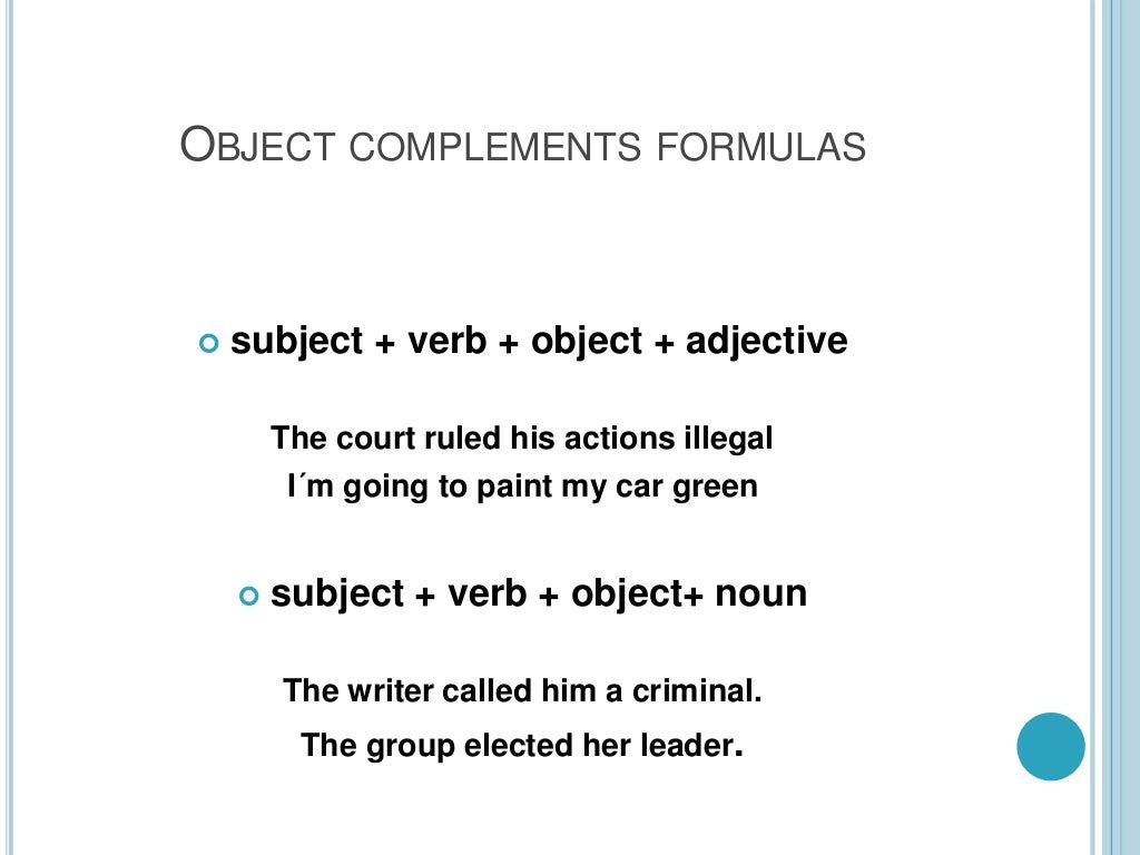 Object Complements