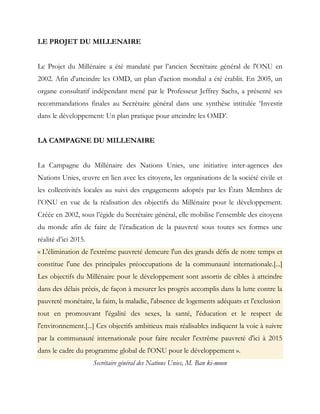 Objectifs du millennaire alain ndedi