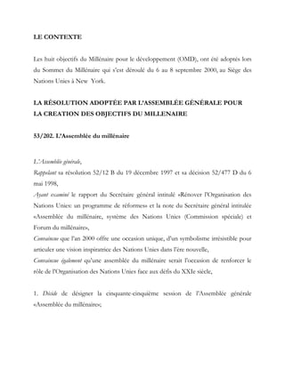 Objectifs du millennaire alain ndedi