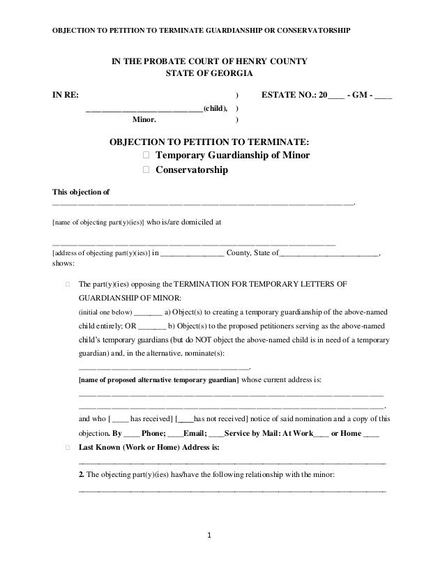 guardianship letter examples