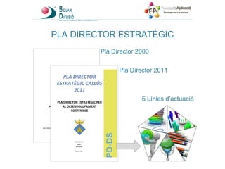 PLA DIRECTOR ESTRATÈGIC Pla Director 2000 Pla Director 2011 5 Línies d’actuació 