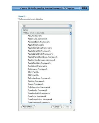 Chapter 11: Understanding How the Frameworks Fit Together 263
Figure 11.1
The framework selection dialog box.
 