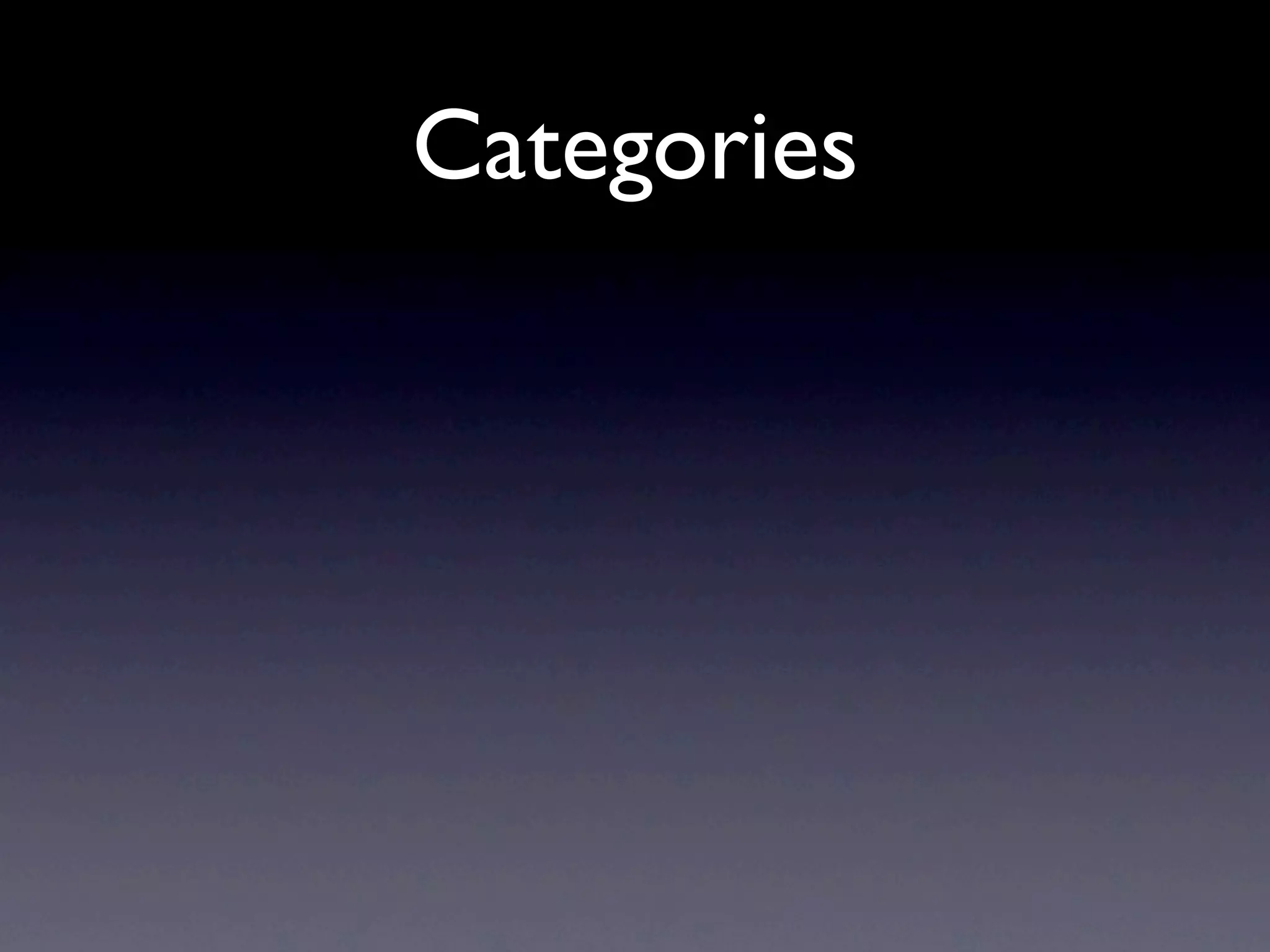 Categories
 