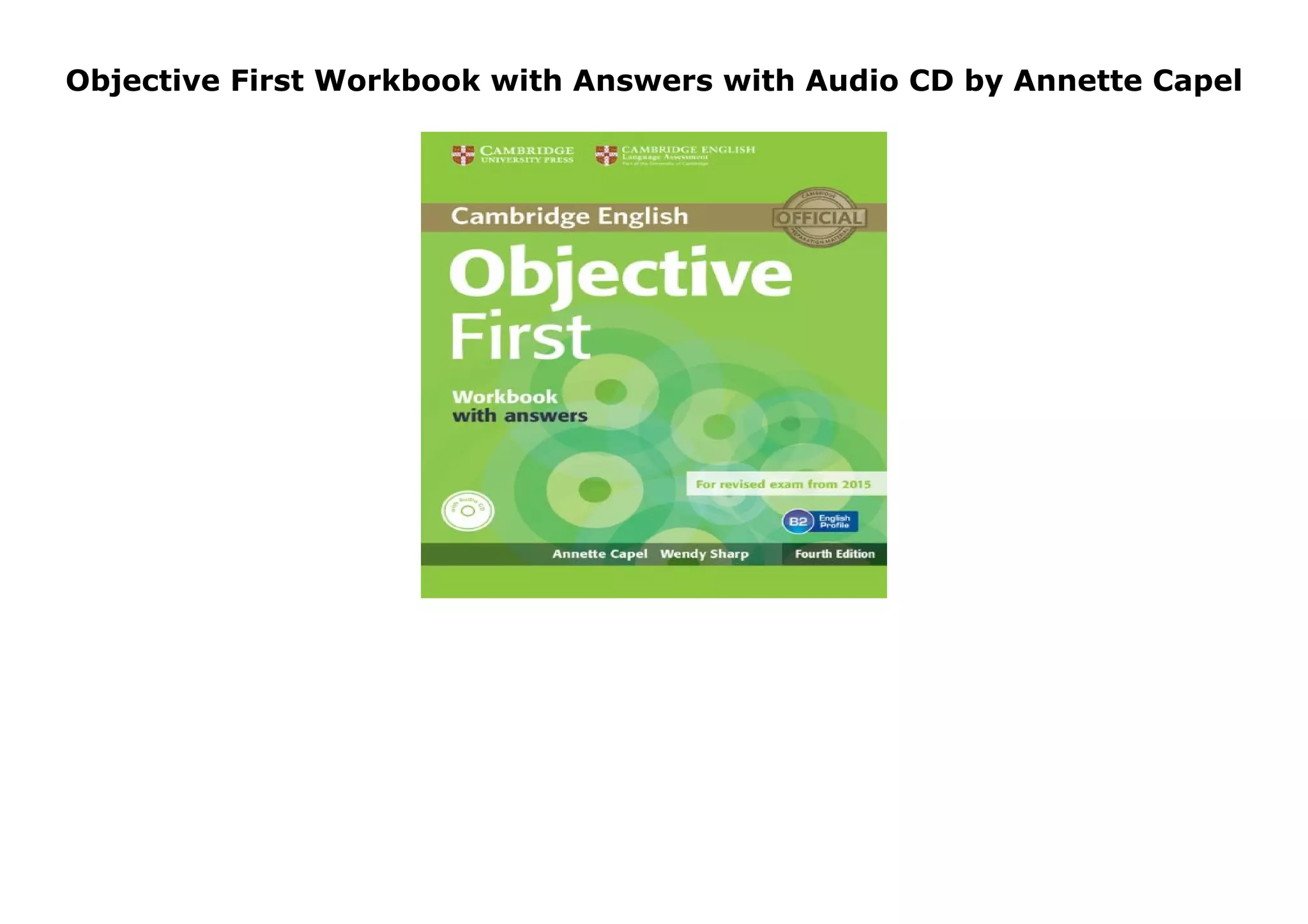 Objective First Workbook with Answers with Audio CD by Annette Capel | PPT
