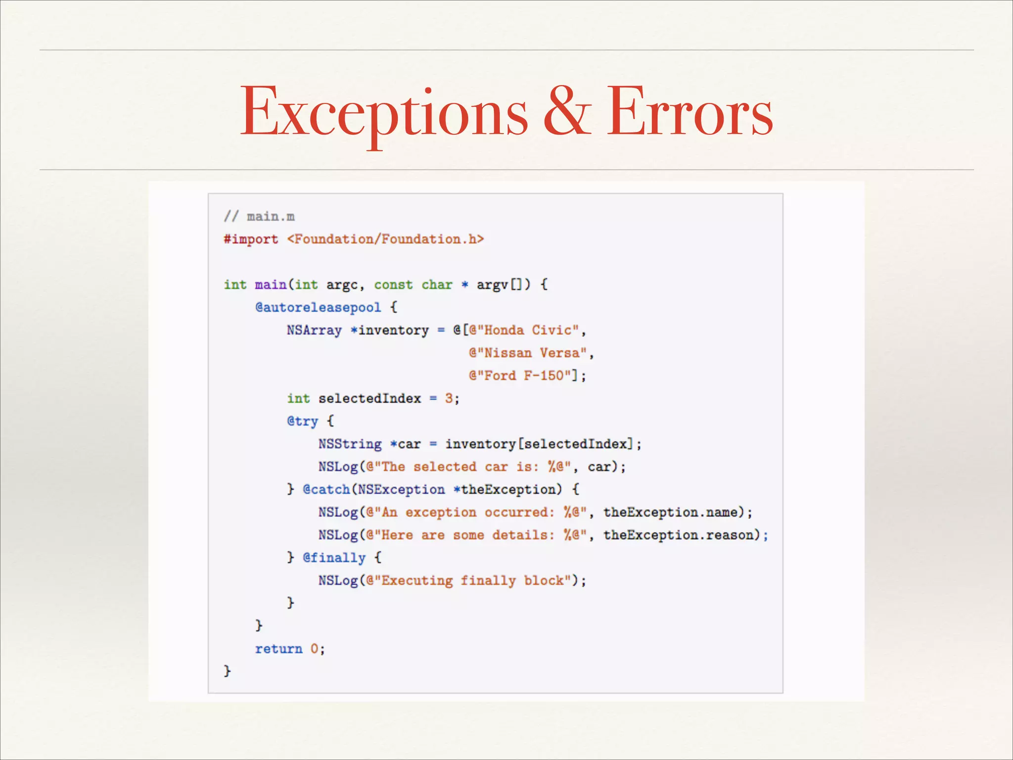 Exceptions & Errors 