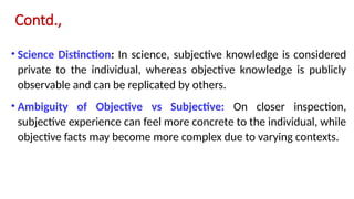 Objective Knowledge, Subjective Knowledge, Contextual Knowledge ...