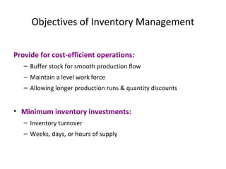objectives of inventory management project