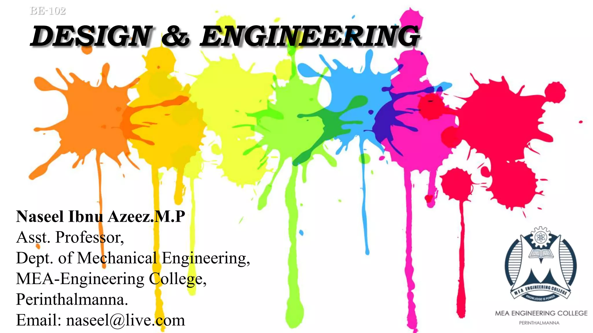 Aspects of Engineering Design:Objective, Constraints, Functions & Means ...