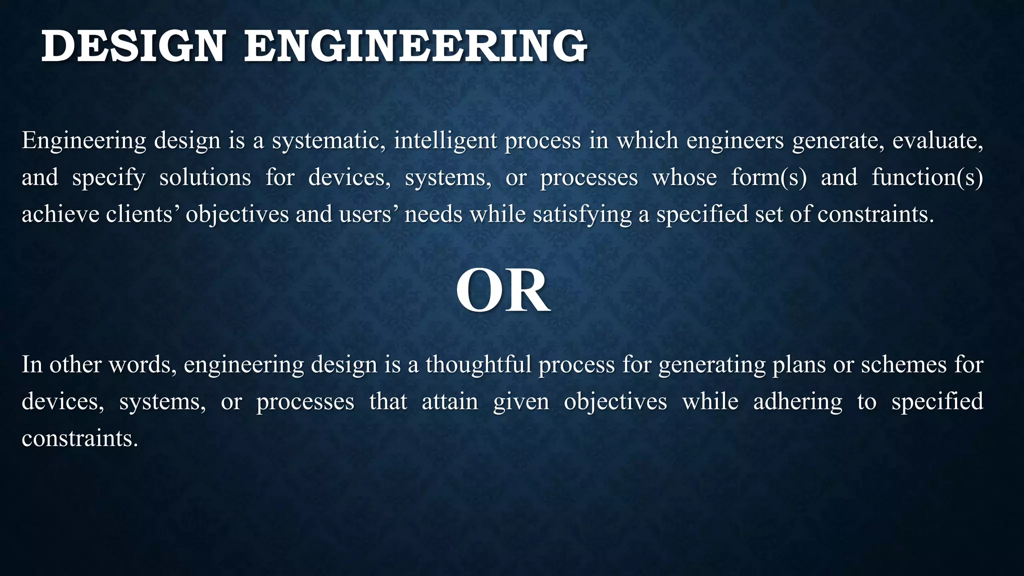Aspects of Engineering Design:Objective, Constraints, Functions & Means ...