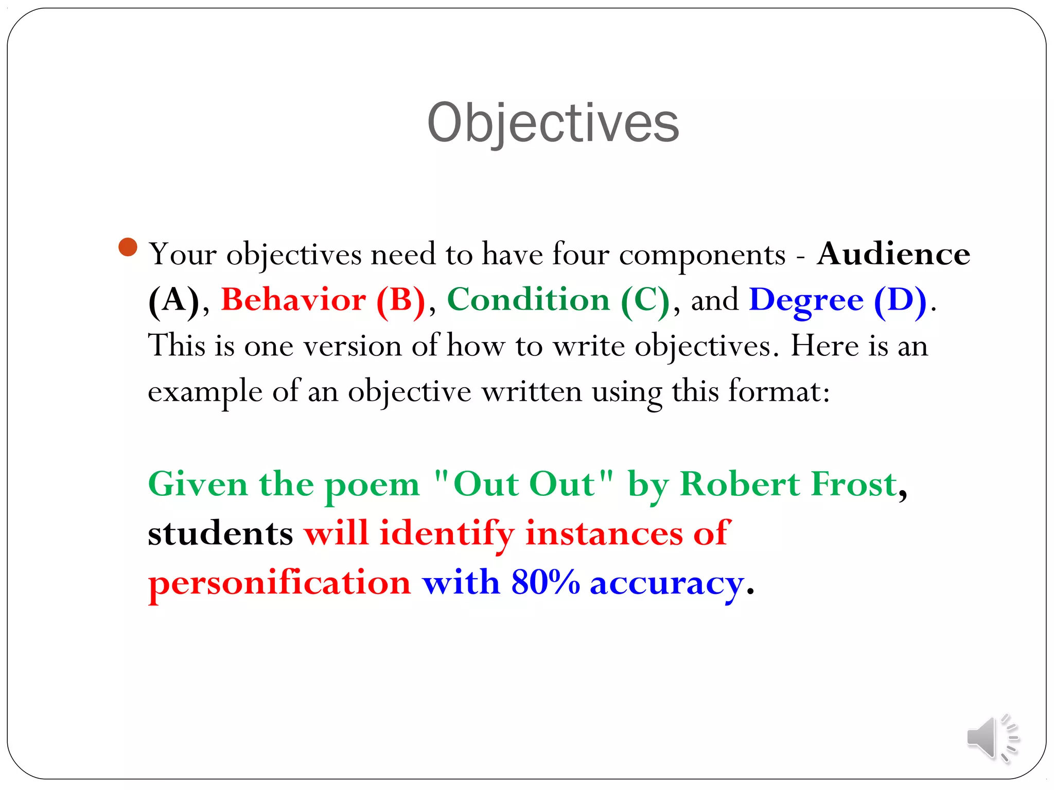 Objectives and assessment | PPT