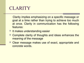 Clarity Examples OBJECTIVES AND ESSENTIALS OF EFFECTIVE COMMUNICATION | PPT