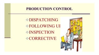 PRODUCTION CONTROL
DISPATCHING
FOLLOWING UP
INSPECTION
CORRECTIVE
 