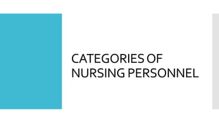CATEGORIESOF
NURSING PERSONNEL
 