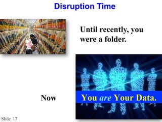 © Ramesh JainSlide 17
Until recently, you
were a folder.
Now You are Your Data.
Disruption Time
 