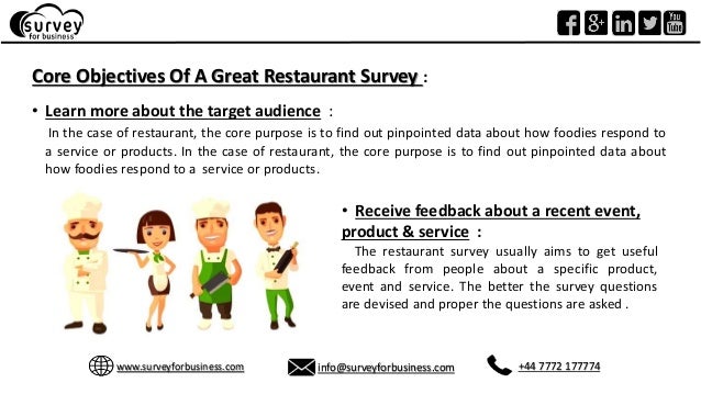 objectives of a great inceptive restaurant survey