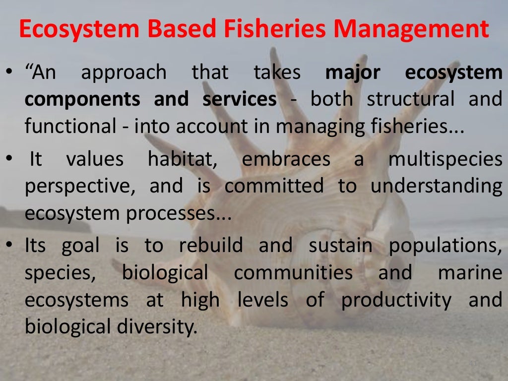 OBJECTIVES OF FISHERIES MANAGEMENT