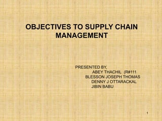 Objectives of supply chain management