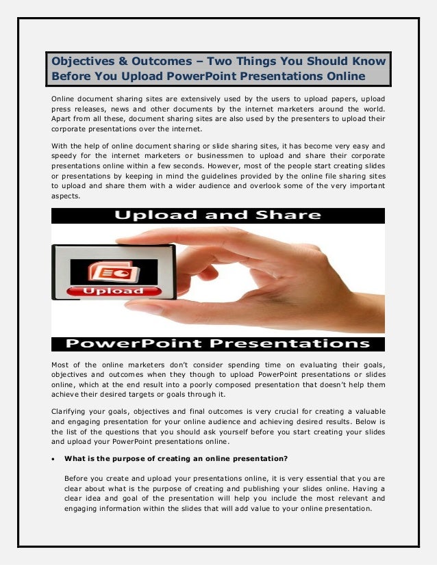 objectives outcomes two things you should know before you upload